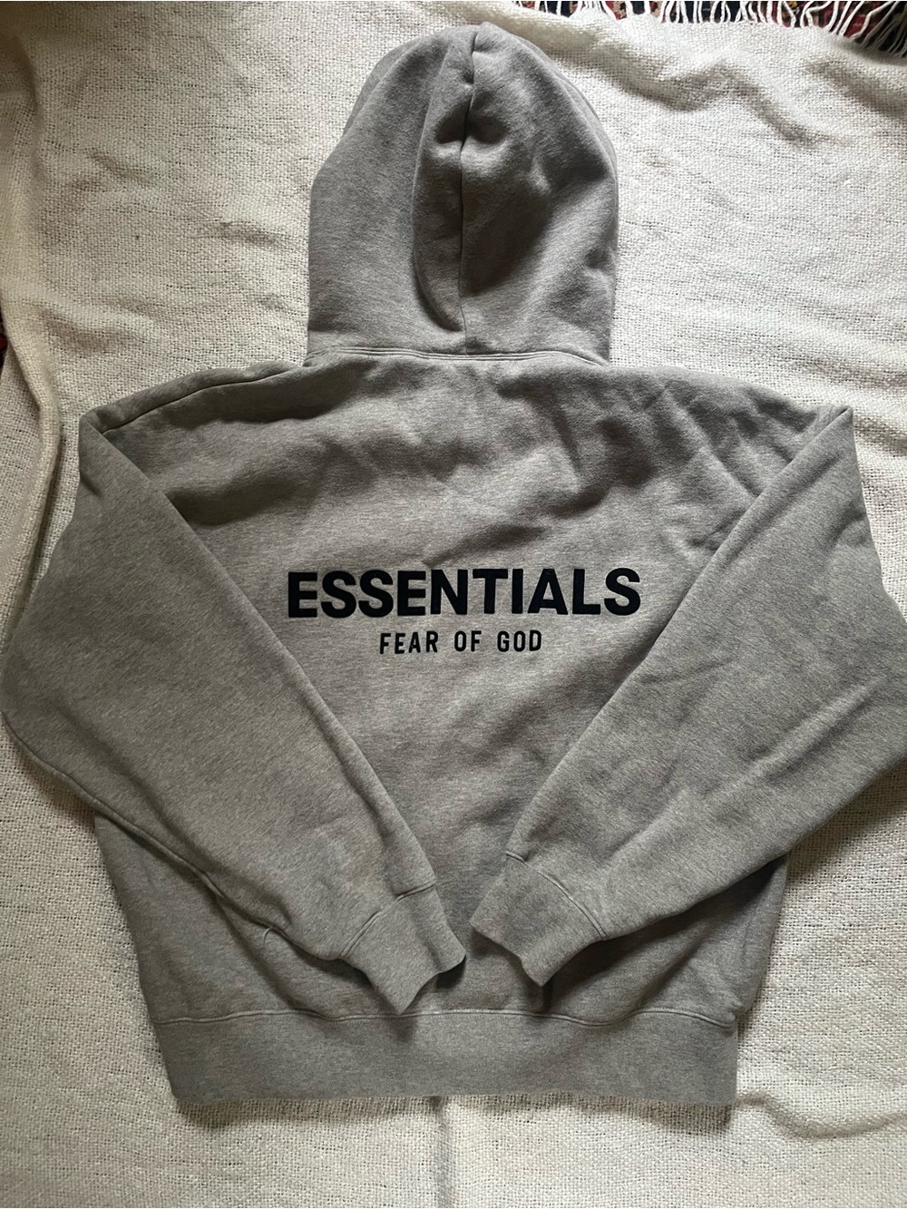 Fear of God ESSENTIALS Oversized Hoodie - Gray with Black Logo, Size Small